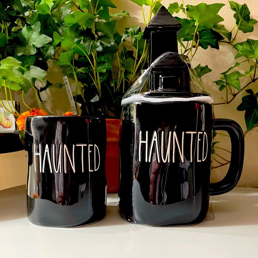 Rae Dunn HAUNTED Candle & Figural Mug Bundle